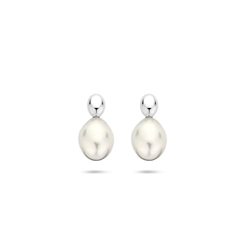 Oorbellen parel 13 mm zilver