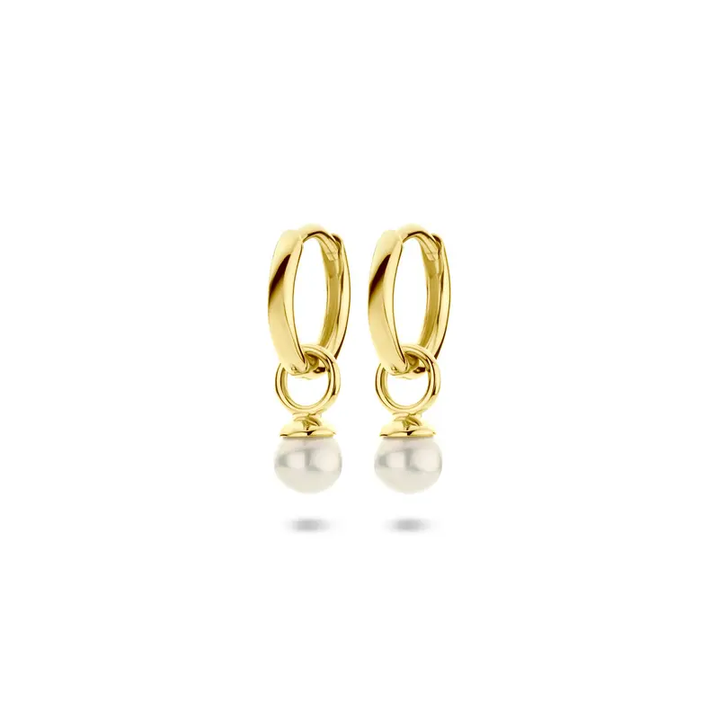 Oorbellen parel 18 mm 1 micron zilver verguld
