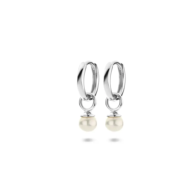 Oorbellen parel 18 mm zilver