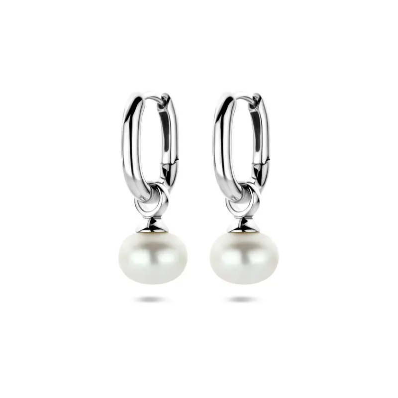 Oorbellen parel 23 mm zilver