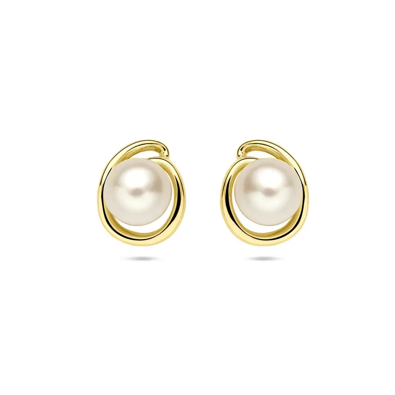 Oorbellen parel 7,5 mm 14K geelgoud