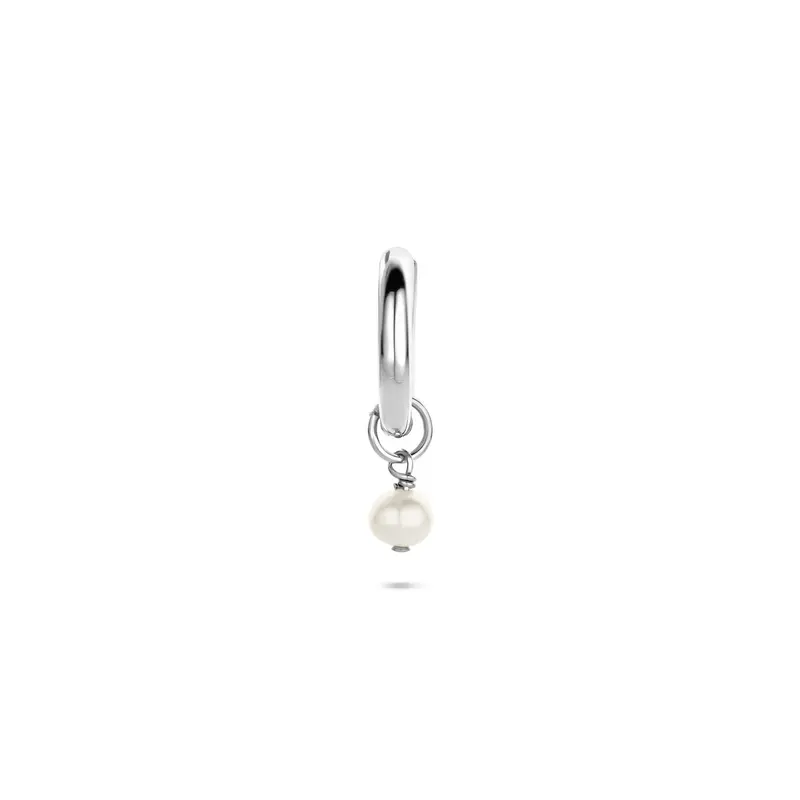 Oorbellen parel per stuk 10 mm zilver