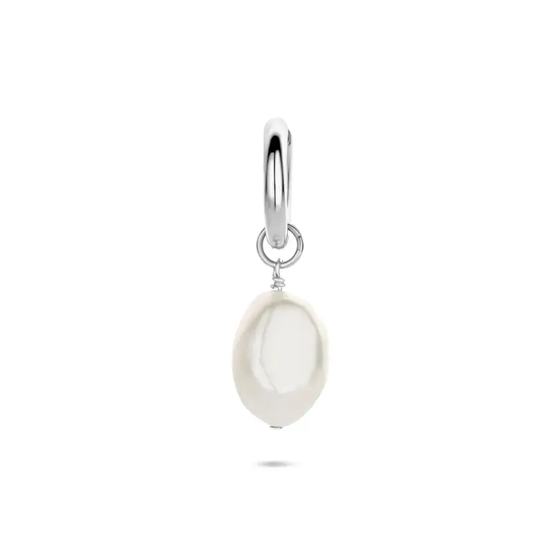 Oorbellen parel per stuk 18 mm zilver