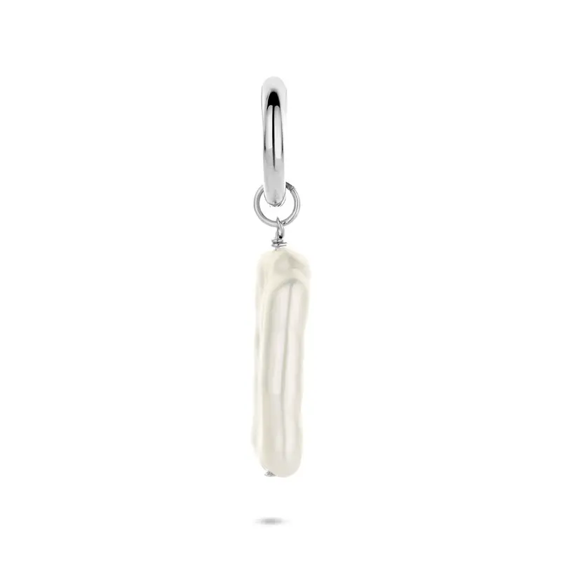 Oorbellen parel per stuk 26 mm zilver