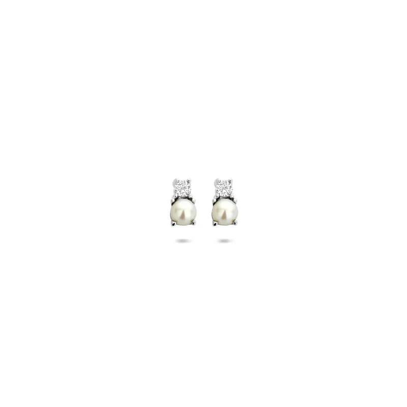Oorbellen parel zirkonia 5,5 mm zilver
