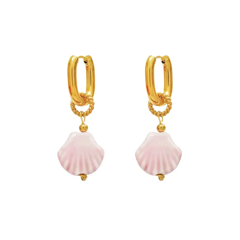Oorbellen pink shell