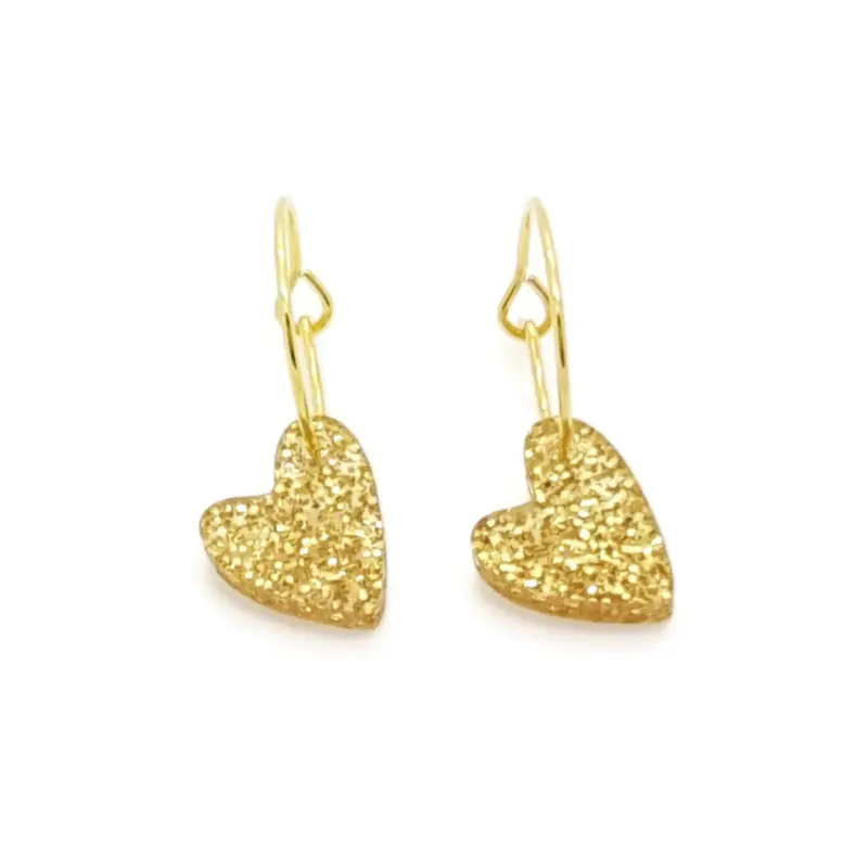 Oorbellen RVS - Hart plexi goud