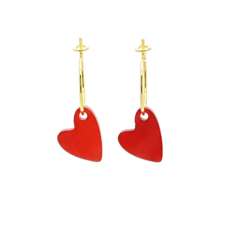 Oorbellen RVS - Hart rood goud