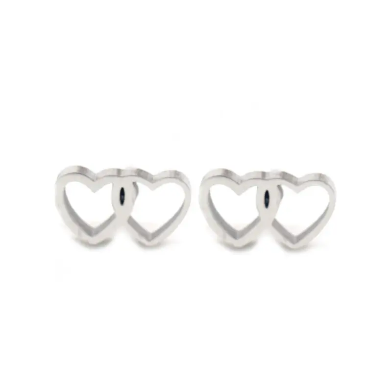 Oorbellen RVS - Hartjes zilver