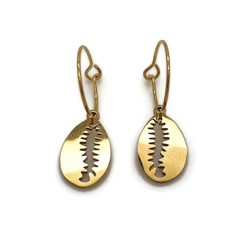 Oorbellen RVS - Kauri schelp goud