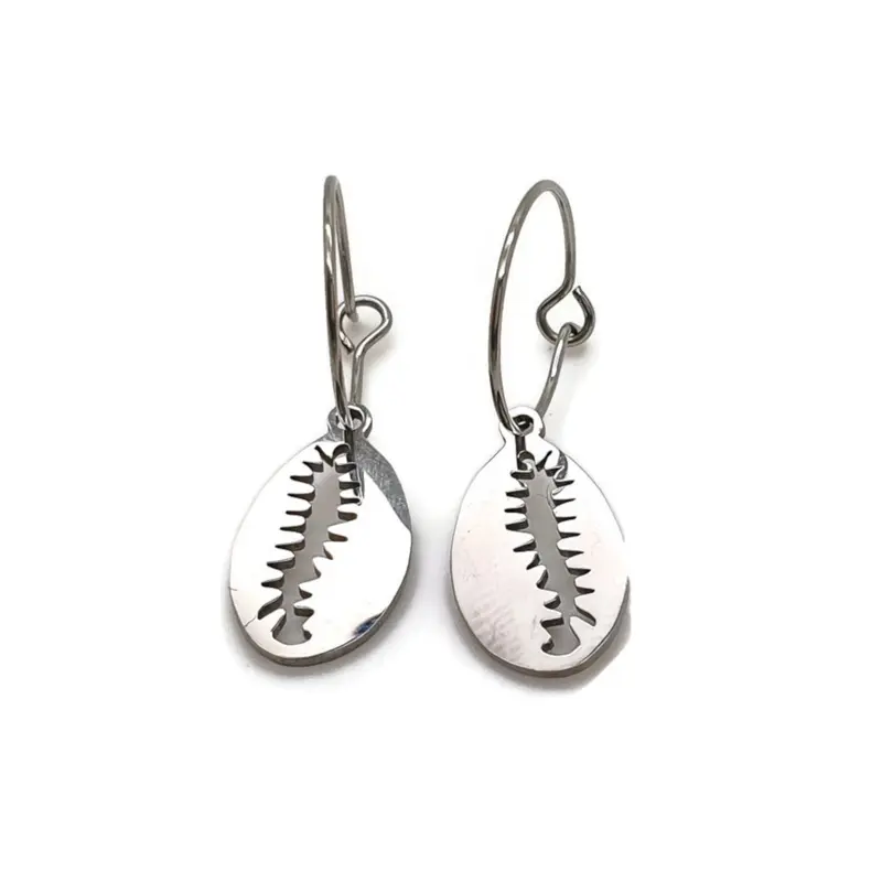 Oorbellen RVS - Kauri schelp zilver