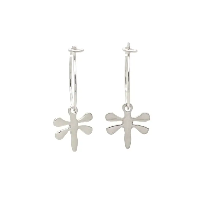 Oorbellen RVS - Libelle zilver