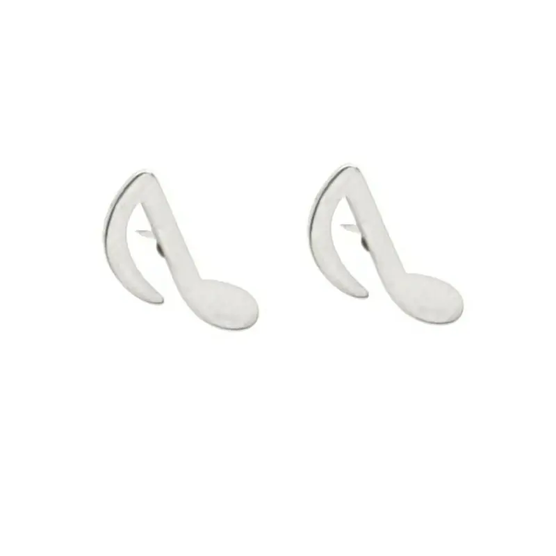 Oorbellen RVS - Muzieknoot zilver