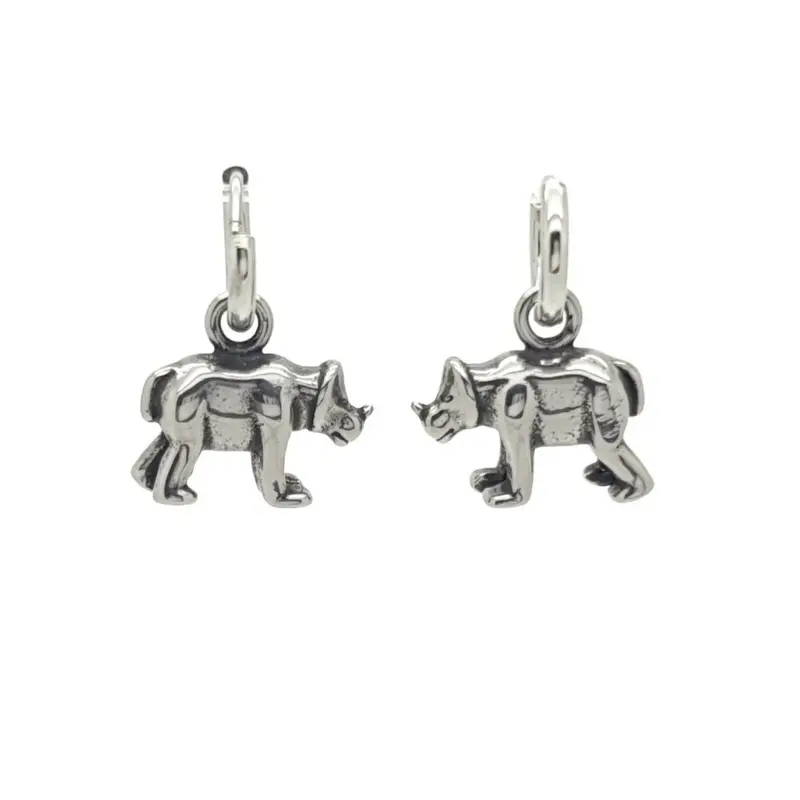 Oorbellen RVS - Neushoorn zilver