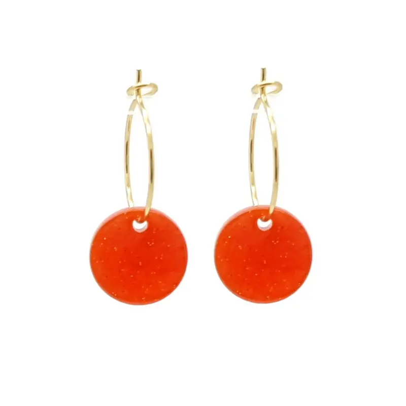 Oorbellen RVS - Rond coral goud