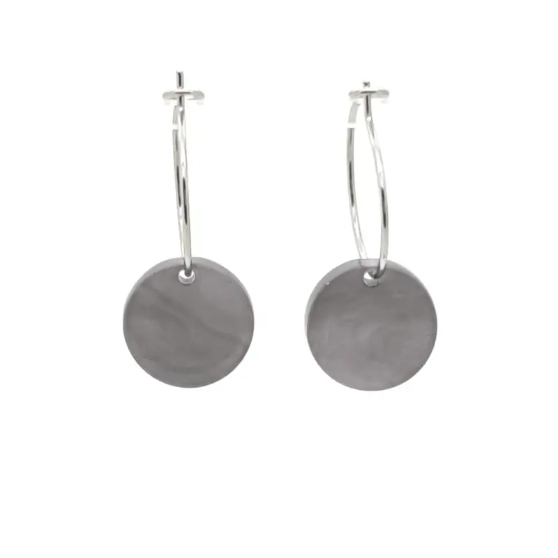 Oorbellen RVS - Rond grijs zilver
