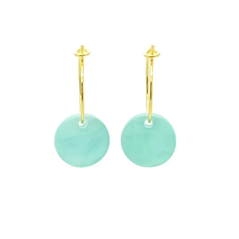Oorbellen RVS - Rond mint groen goud