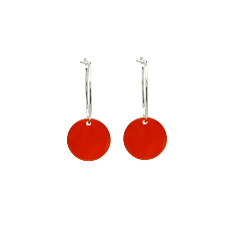 Oorbellen RVS - Rond oranje rood goud