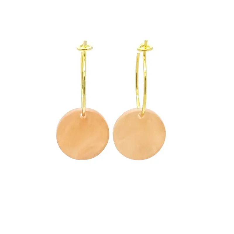 Oorbellen RVS - Rond perzik roze goud