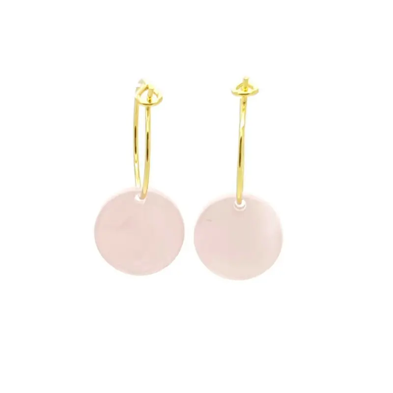 Oorbellen RVS - Rond poeder roze goud