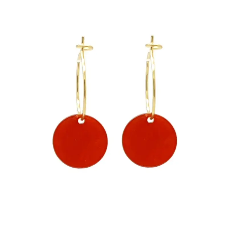 Oorbellen RVS - Rond rood goud