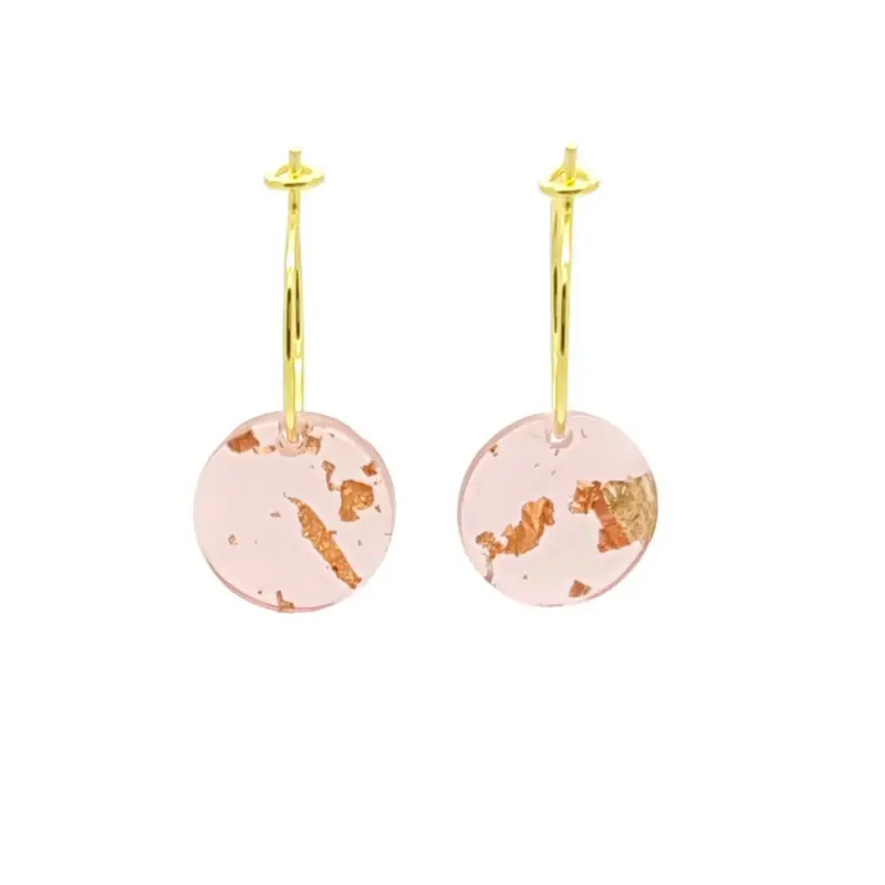 Oorbellen RVS - Rond roze-goud goud