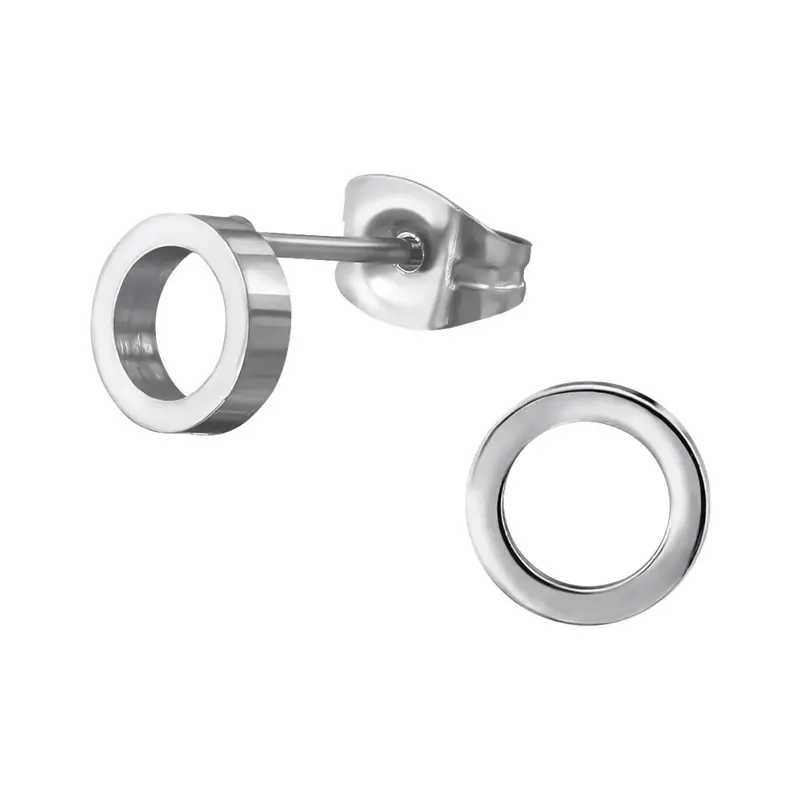 Oorbellen RVS - Rondje open zilver