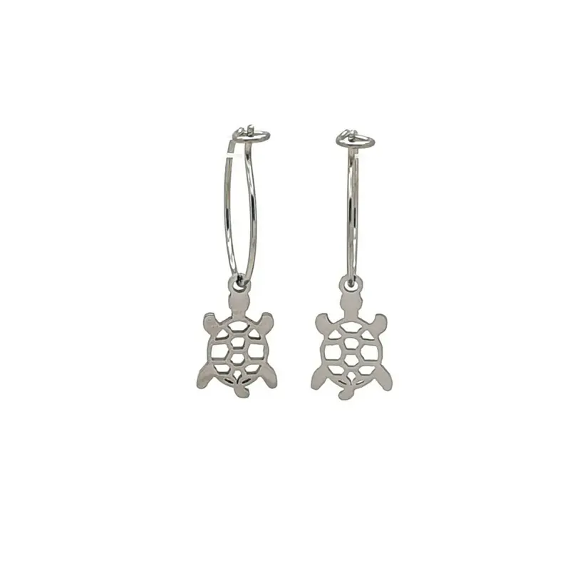 Oorbellen RVS - Schildpad zilver