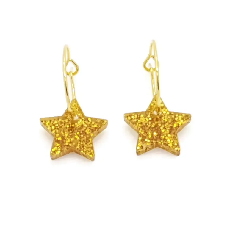 Oorbellen RVS - Ster glitter goud