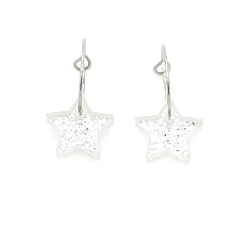 Oorbellen RVS - Ster glitter zilver