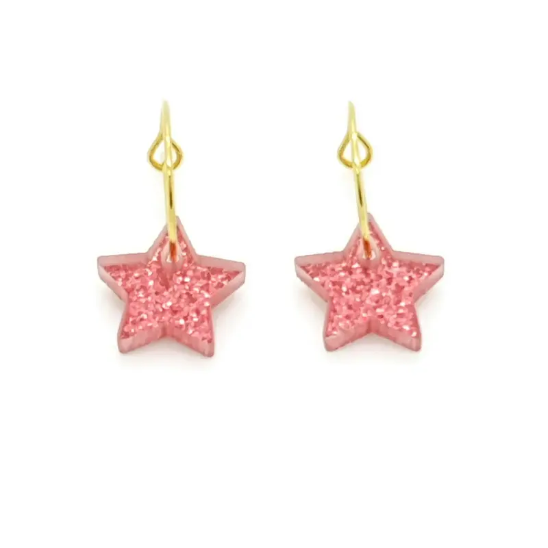 Oorbellen RVS - Ster roze goud