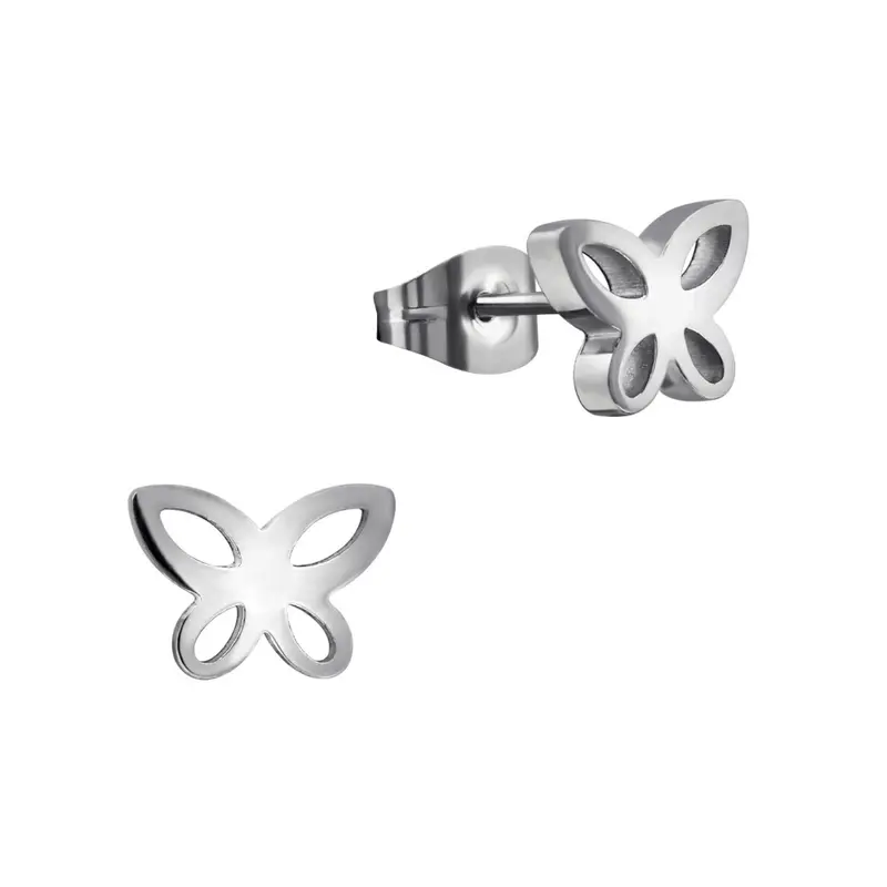 Oorbellen RVS - Vlinder zilver