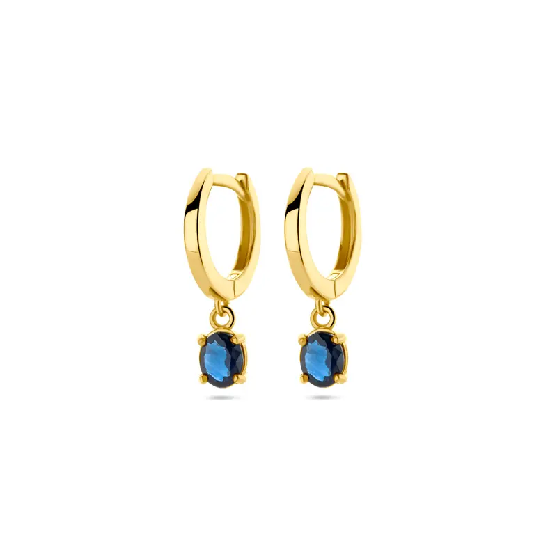 Oorbellen Saffier 14K Geelgoud