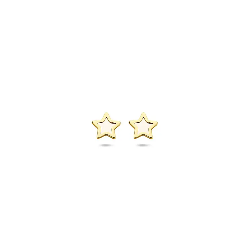 Oorbellen ster parelmoer 5 mm 14K geelgoud