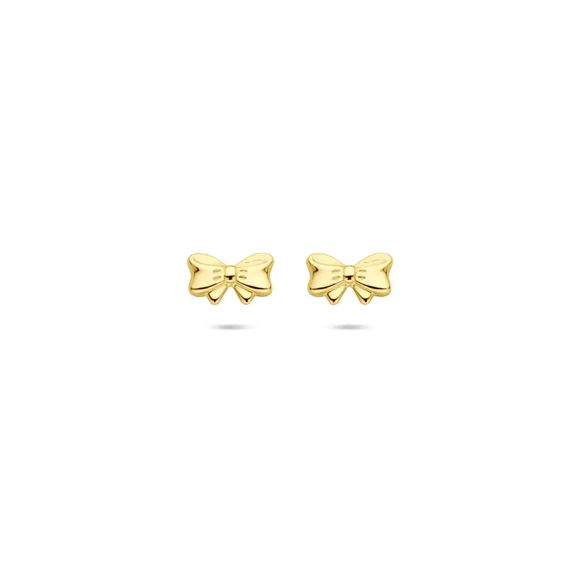 Oorbellen strik 5 mm 14K geelgoud