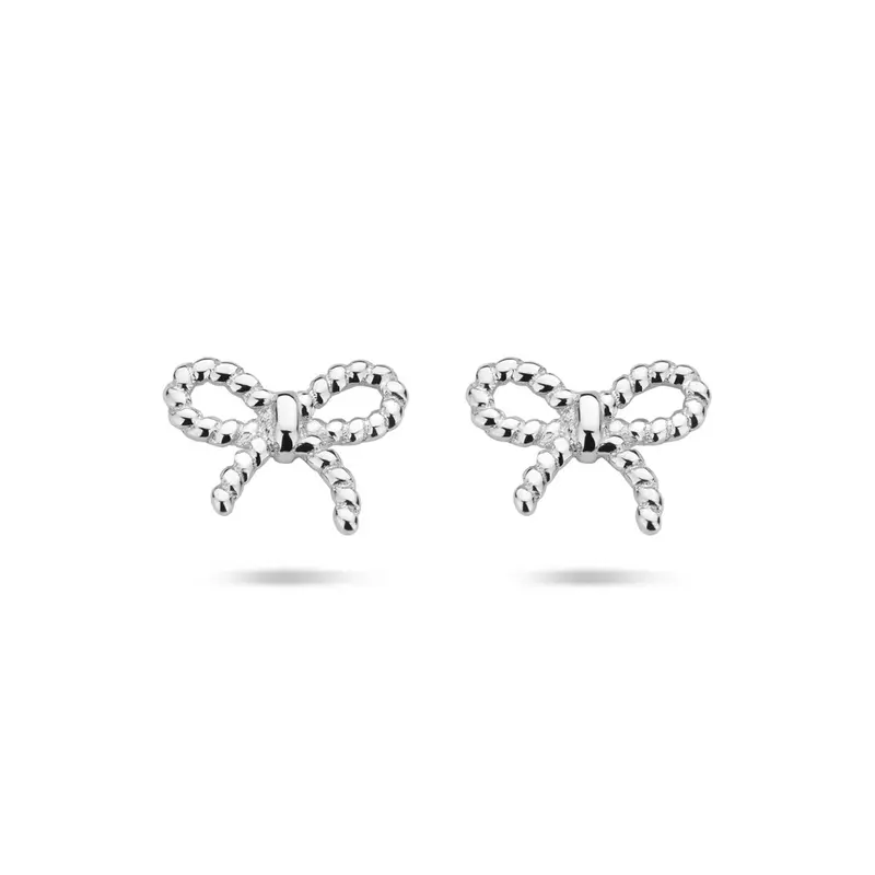 Oorbellen strik 6,5 mm zilver