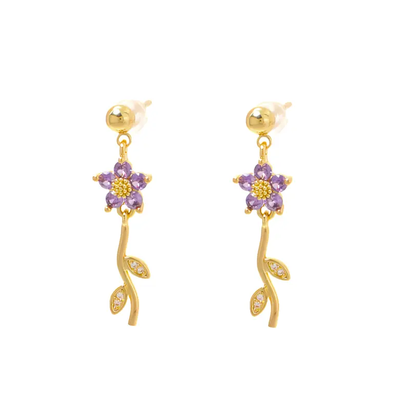 Oorbellen sweet flower paars