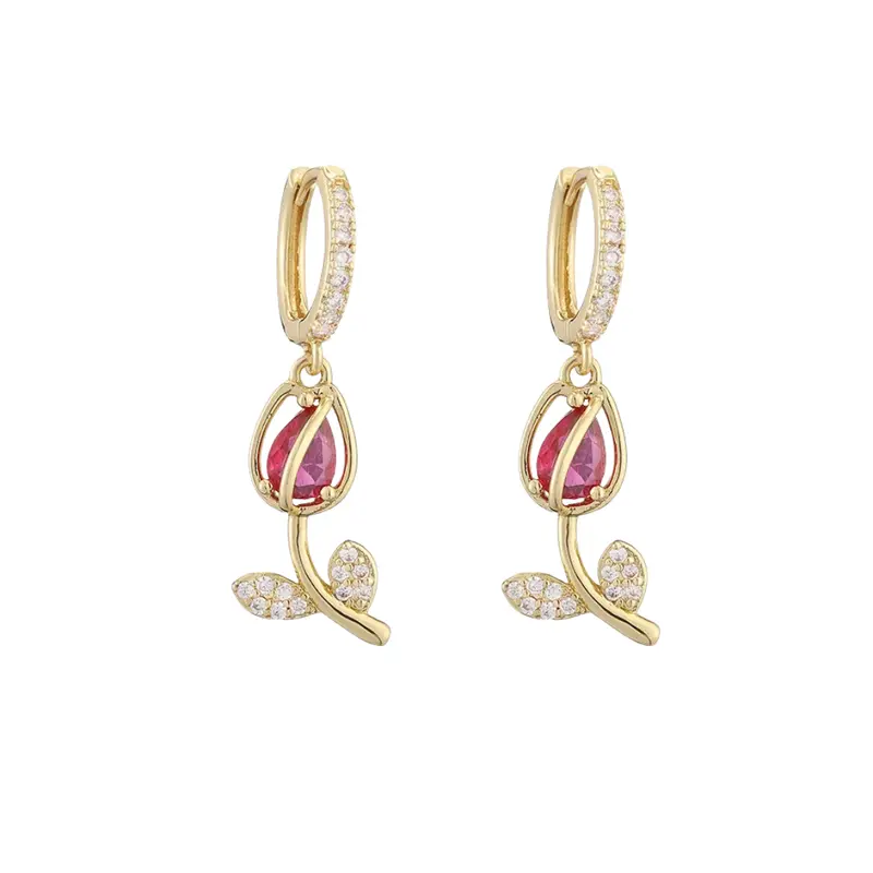 Oorbellen tulip charm fuchsia