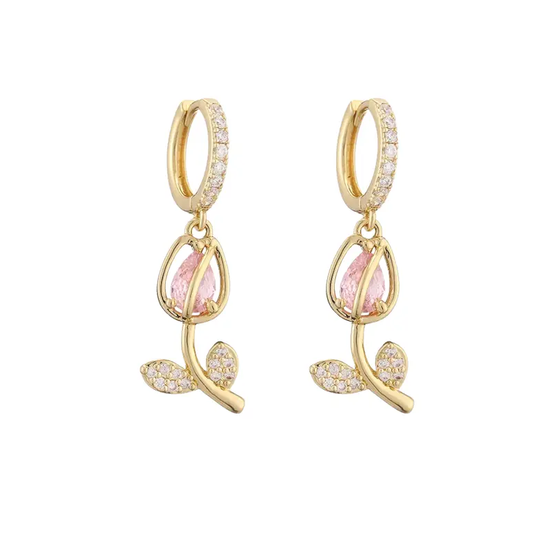 Oorbellen tulip charm roze