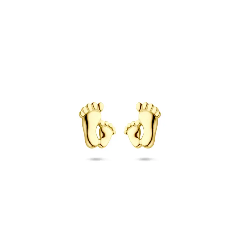 Oorbellen voeten 7 mm 14K geelgoud