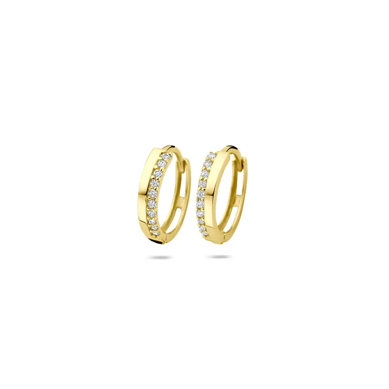 Oorbellen zirkonia 12 mm 9K geelgoud