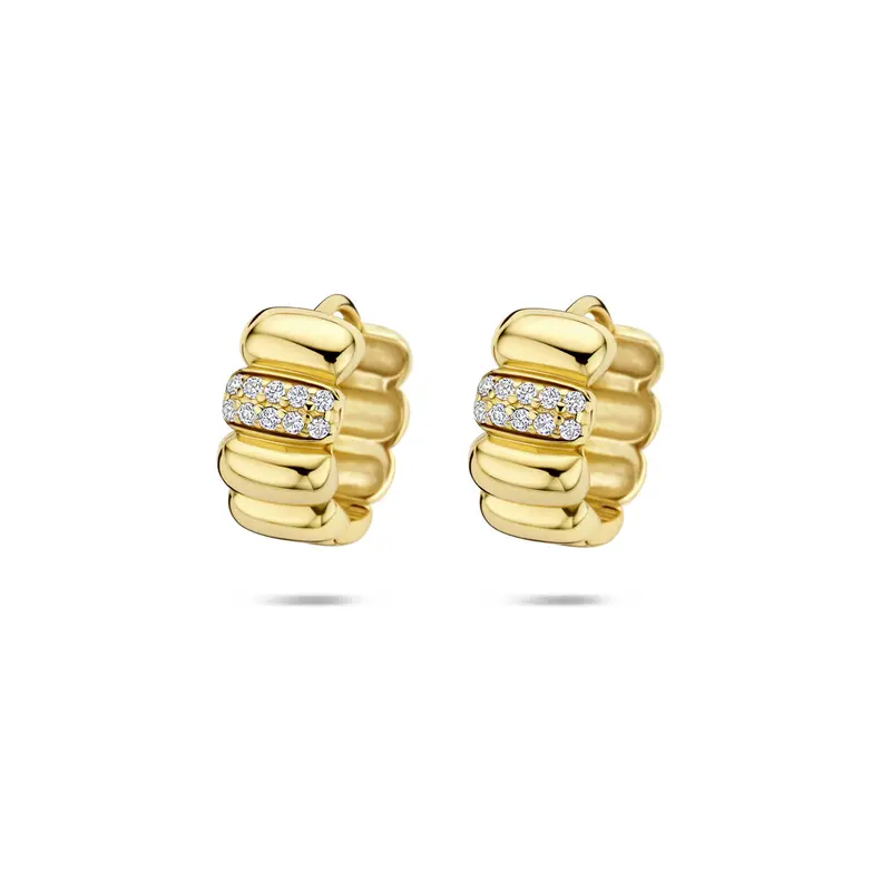 Oorbellen zirkonia 13,5 mm 1 micron zilver verguld