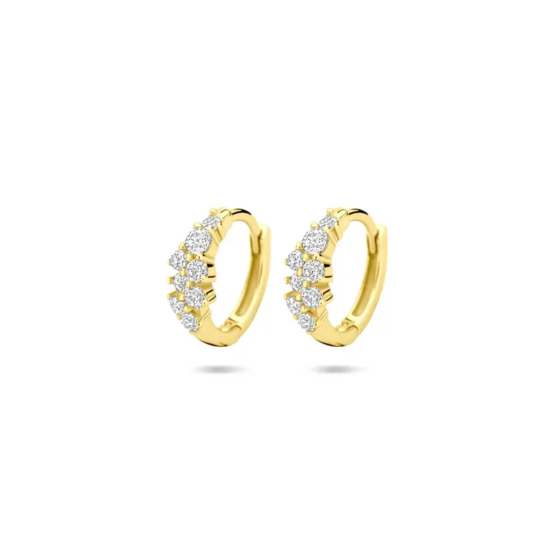 Oorbellen zirkonia 13 mm 1 micron zilver verguld