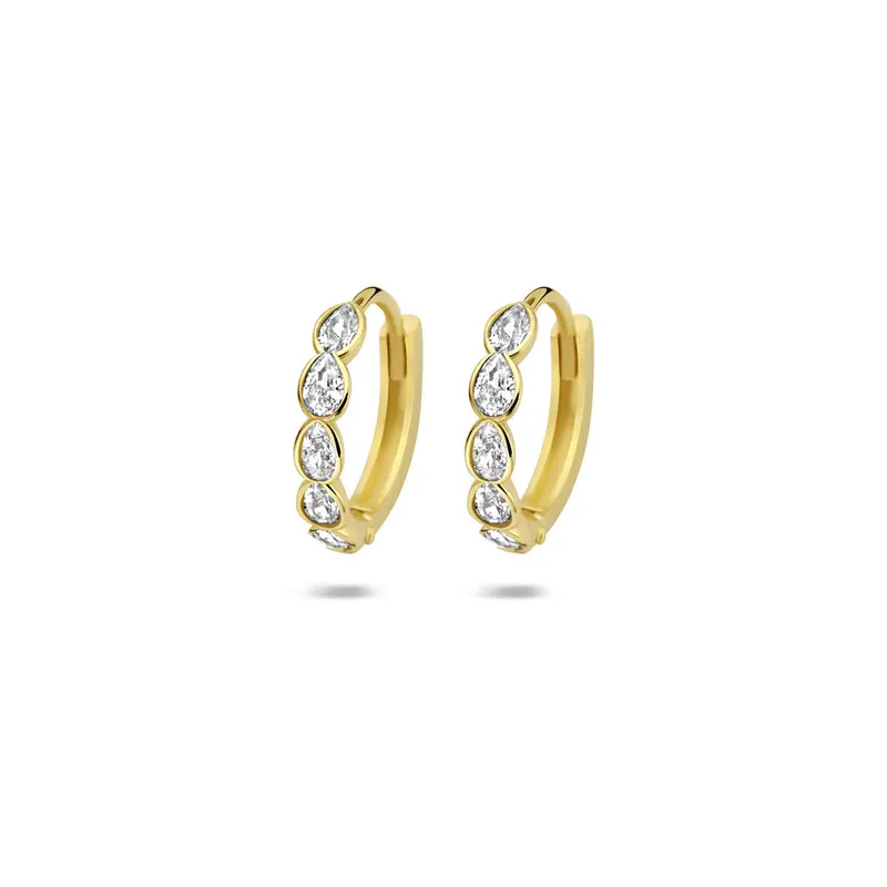 Oorbellen zirkonia 13 mm 9K geelgoud