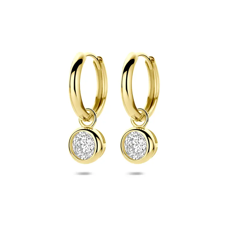 Oorbellen zirkonia 20 mm 9K geelgoud