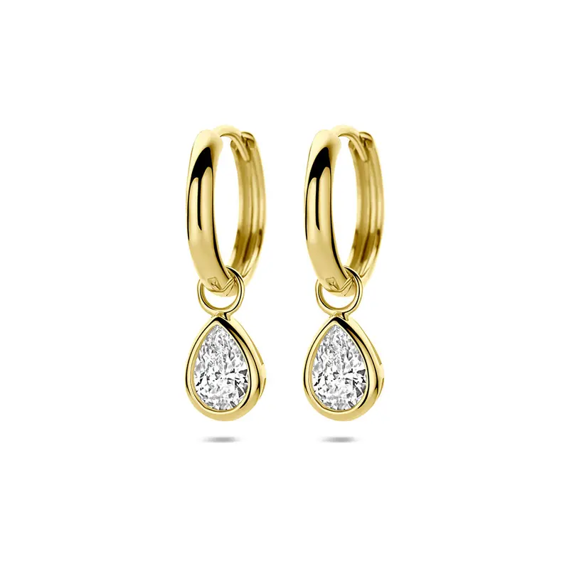 Oorbellen zirkonia 21 mm 9K geelgoud