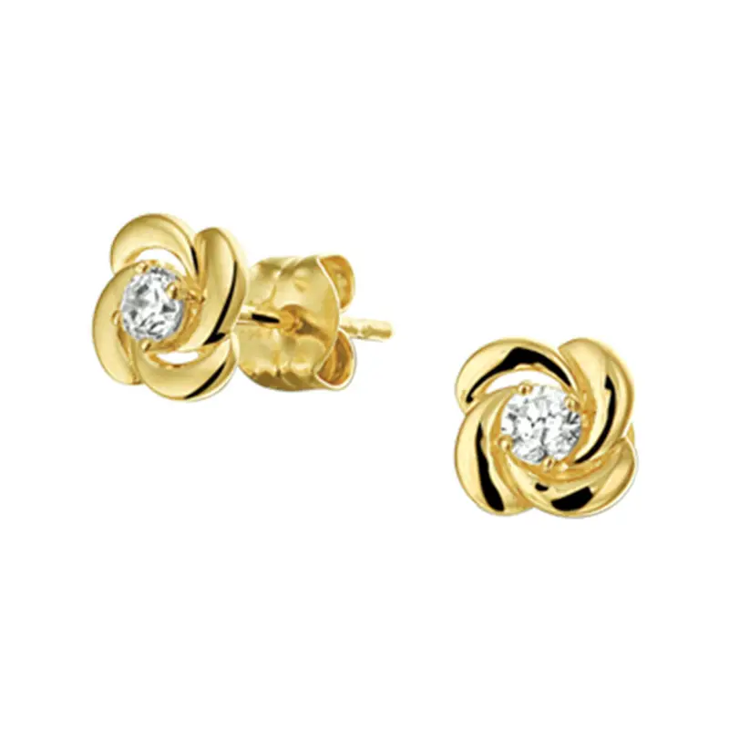 Oorbellen zirkonia 6,5 mm 14K geelgoud – 4019081