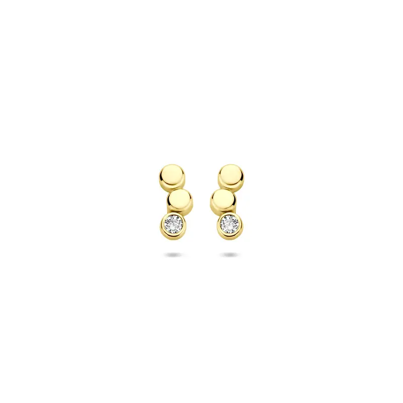 Oorbellen zirkonia 8,5 mm 14K geelgoud