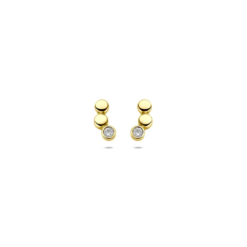 Oorbellen zirkonia 8,5 mm 9K geelgoud