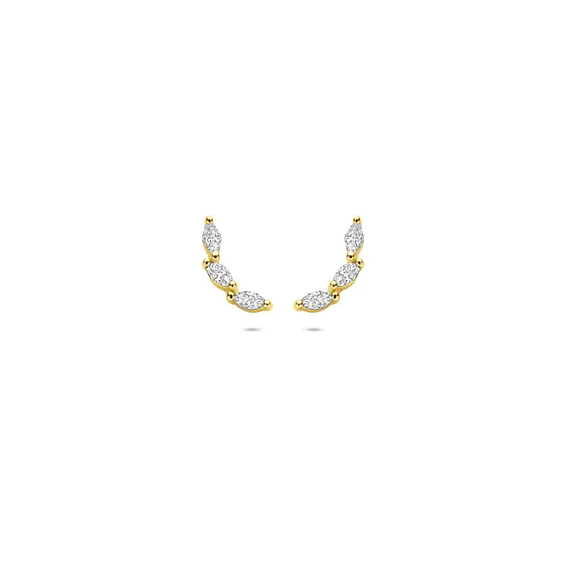 Oorbellen zirkonia 9,5 mm 1 micron zilver verguld